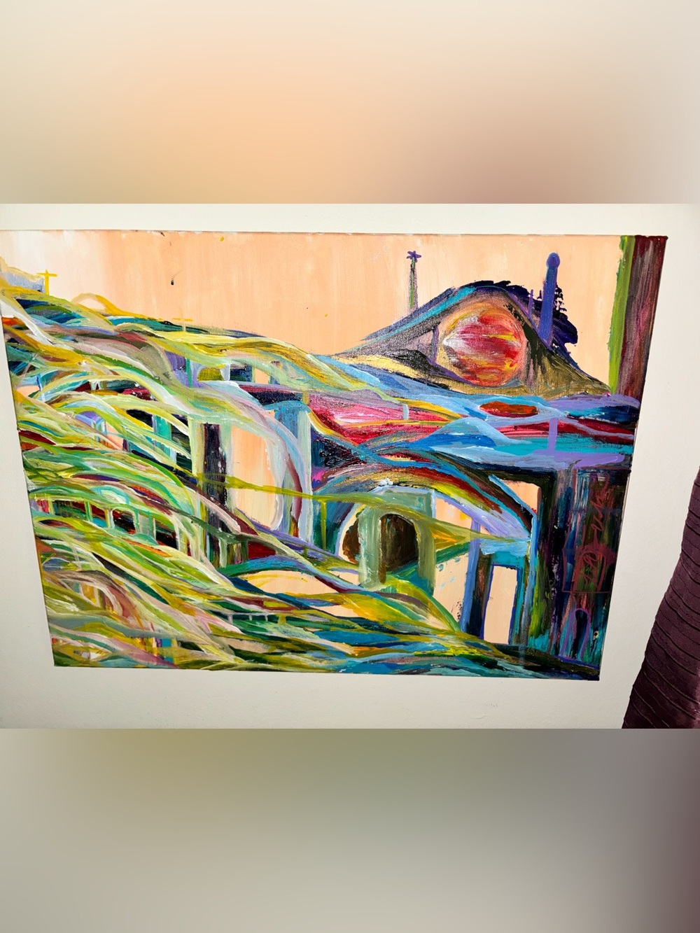 Abstract Wave Landscape Wall Art - Multicolor